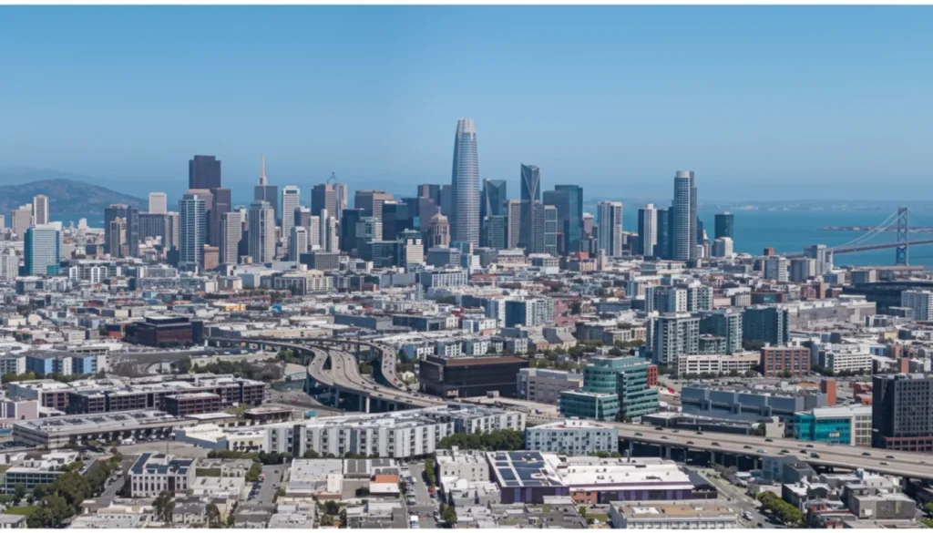 Panoramic view of the San Francisco skyline.